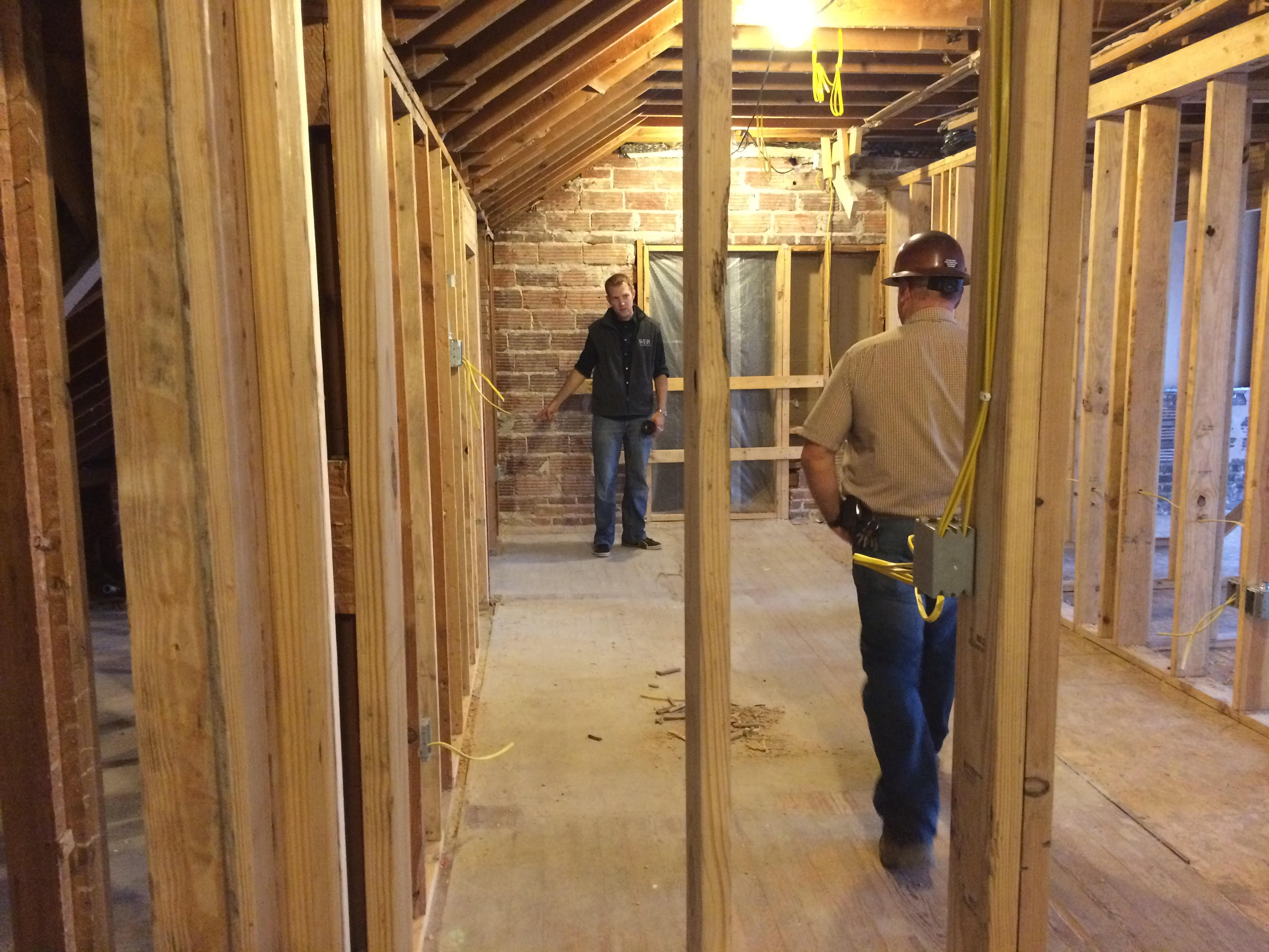 Looking west into a study room at the west end of 3rd floor of the historic house.